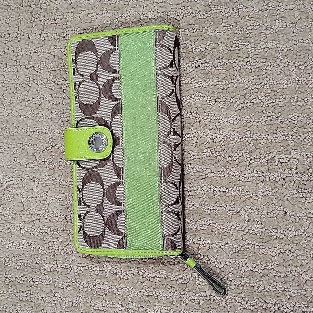 Coach Wallet with Green Accent